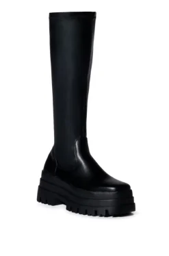 Aretha- Flat Platform Knee High Stretch Boot