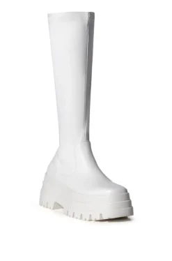 Aretha- Flat Platform Knee High Stretch Boot