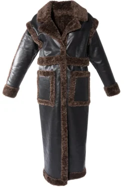 Detach-Lauder Faux Fur Leather Coat