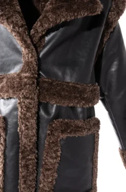 Detach-Lauder Faux Fur Leather Coat