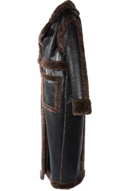 Detach-Lauder Faux Fur Leather Coat