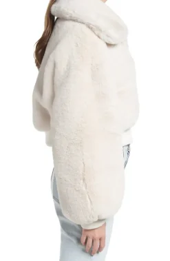 Drew-Street Beige Cropped Teddy Jacket
