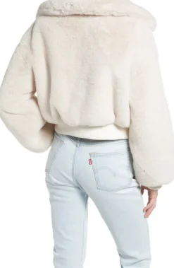 Drew-Street Beige Cropped Teddy Jacket