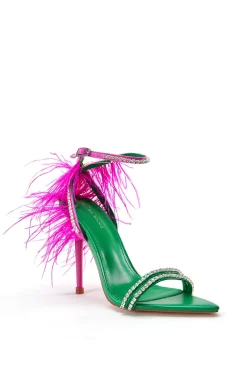 Ella- Feather Pointed Toe Heeled Sandal