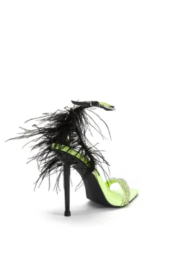 Ella- Feather Pointed Toe Heeled Sandal