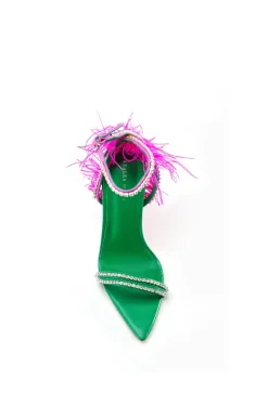 Ella- Feather Pointed Toe Heeled Sandal