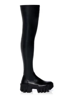 Favored- 4 Way Stretch Chunky Thigh High Boot