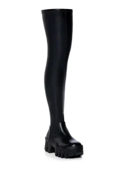 Favored- 4 Way Stretch Chunky Thigh High Boot