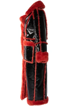 Lauder- Patent Faux Fur Coat