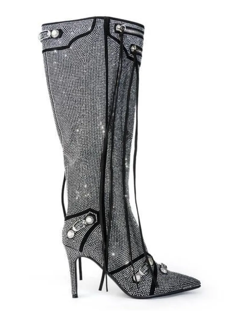 Maeve- Rhinestone Stiletto Boot