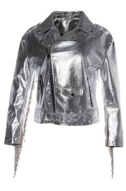 Space-Case Crystal Fringe Moto Jacket
