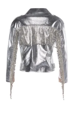 Space-Case Crystal Fringe Moto Jacket